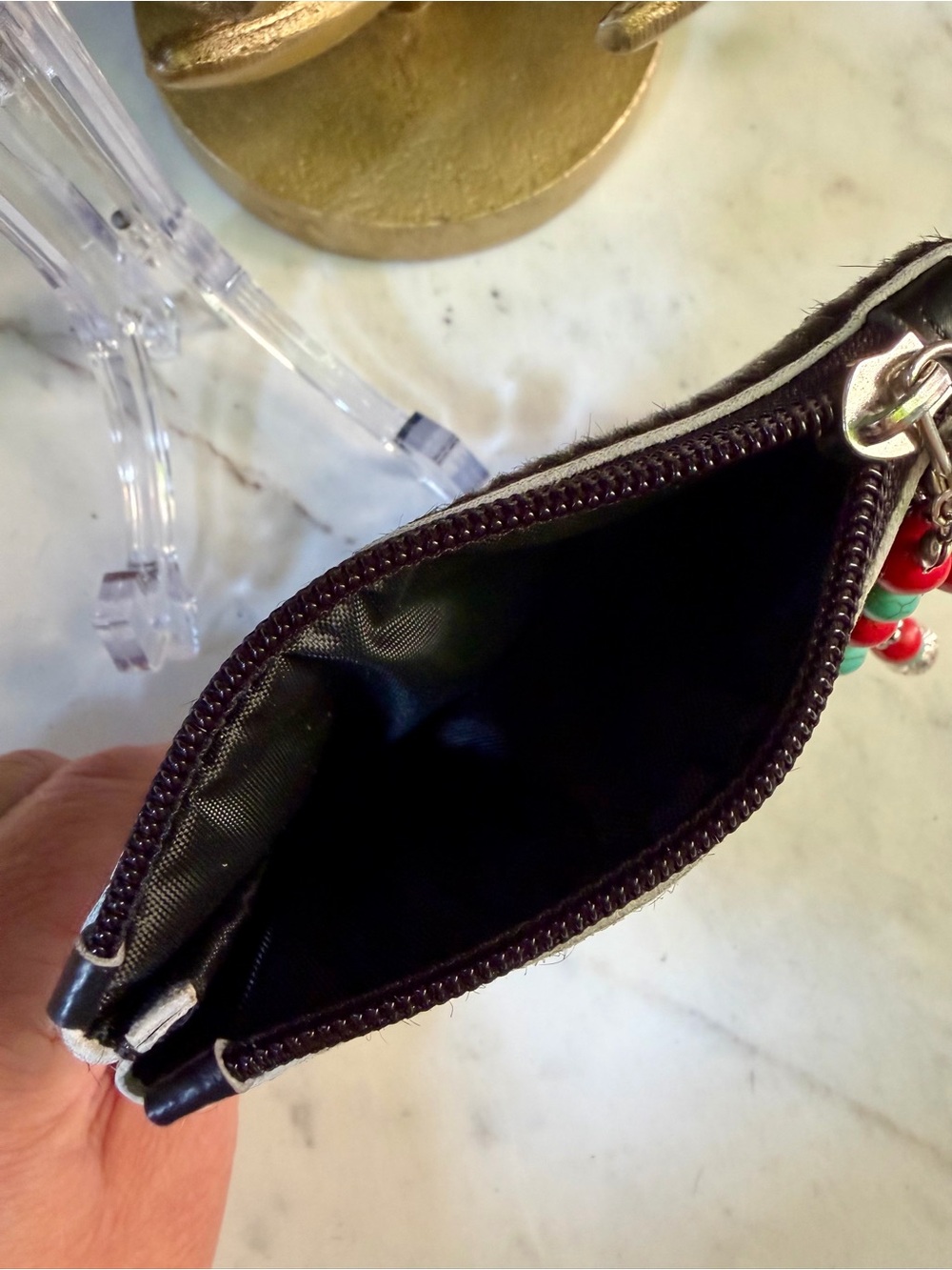 OOAK GENUINE Cowhide Leather Wristlet Wallet Western Hair on Hide Glam - Picture 7 of 7